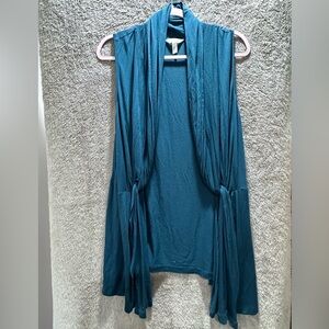 Soma Teal Open-Front Draped Sleeveless Cardigan
